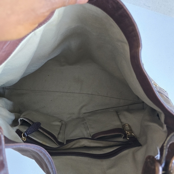 Cole Haan Leather Shoulder Handbag Satchel Women Brown Large - Picture 14 of 16